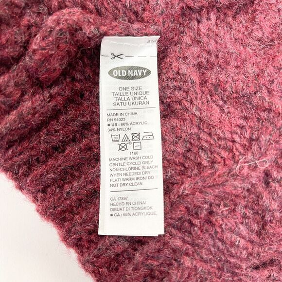 Old Navy Cabe Knit Beanie Hat Chunky Fall Winter Burgundy Cozy Winter Ski Snow - Picture 5 of 8